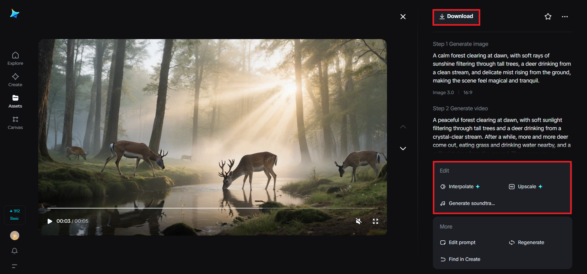 Edit and download the video