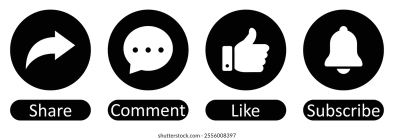 Notificações de mídias sociais e ícones de comentários