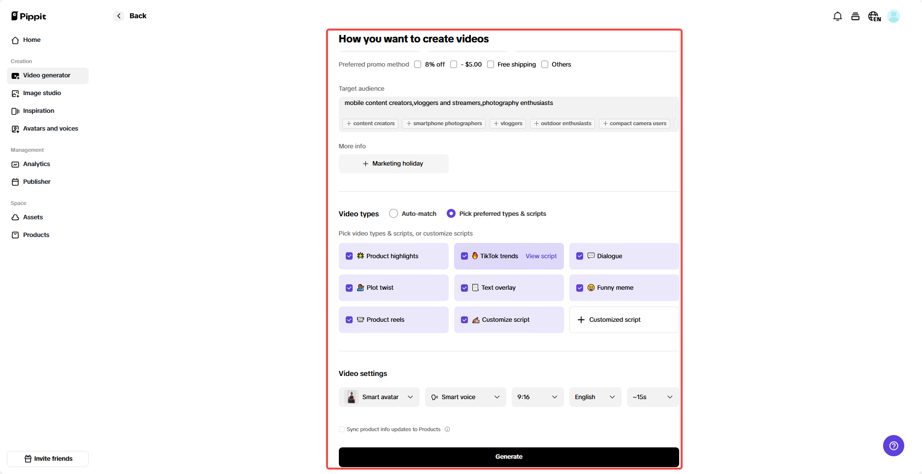 Customize video settings