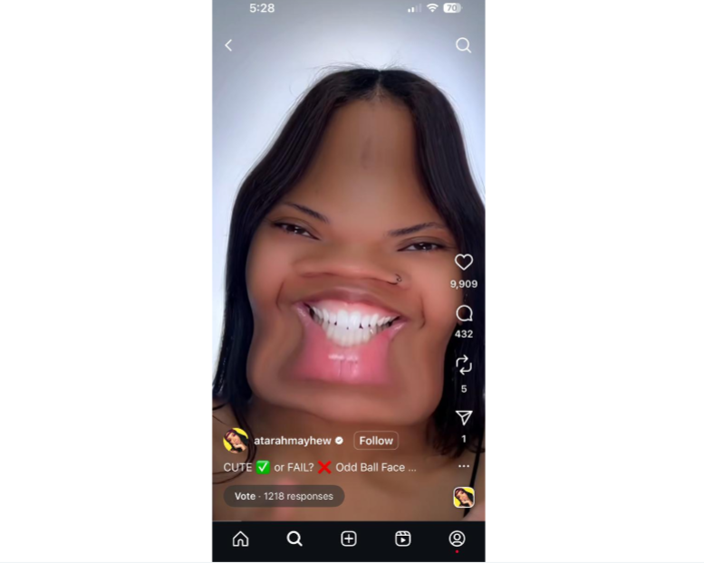 Distorção facial do Instagram filter