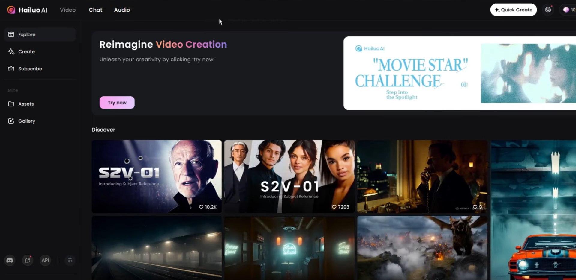Sign up for Hailuo AI and enter the main interface