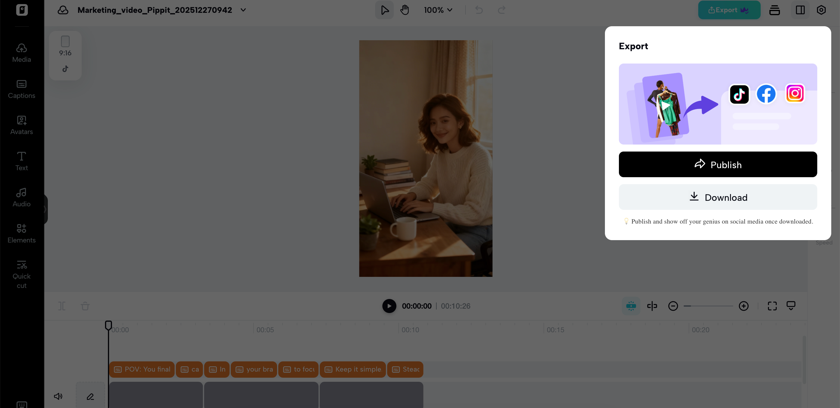 Export or post your video