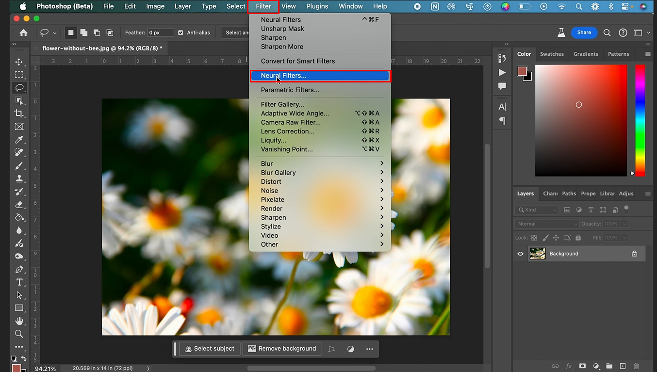 Uso de filtros neuronales en Photoshop para aumentar la resolución de la imagen