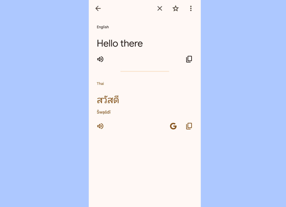 Type or paste text to the Google Translate app