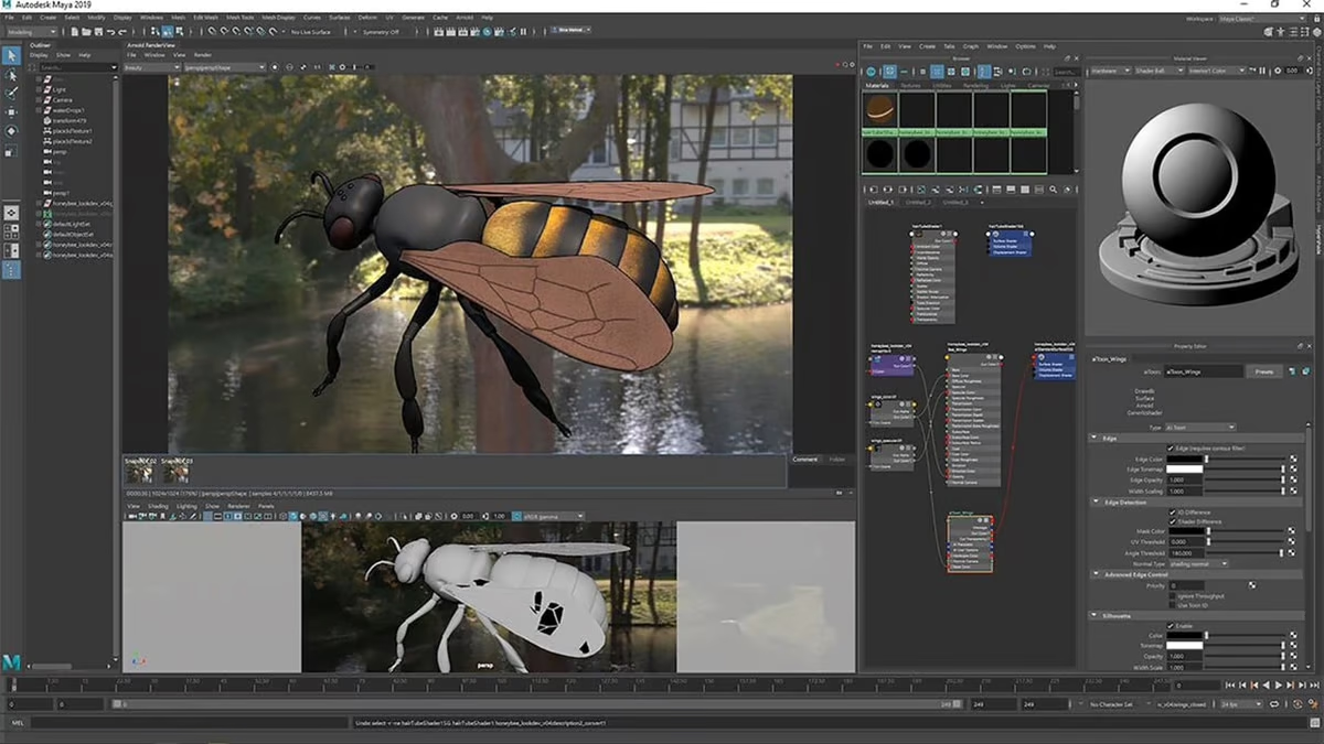 Interface do Autodesk Maya - aplicativo de gráficos em movimento com diversos recursos