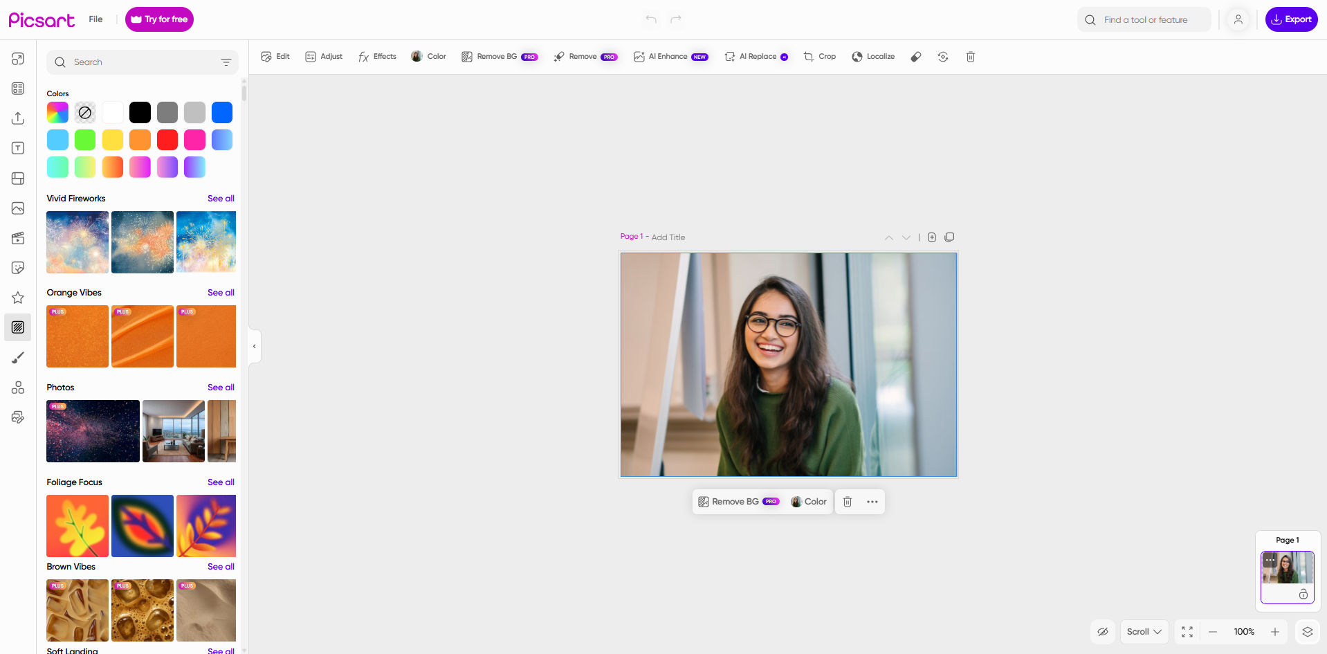 Interface of Picsart - another free beauty photo editor