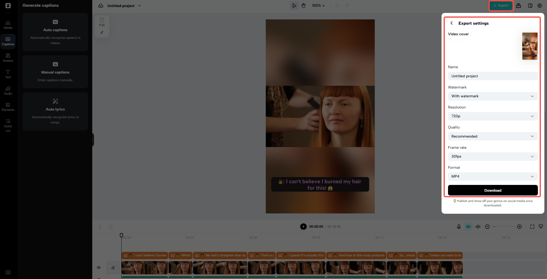 Download your finalized video