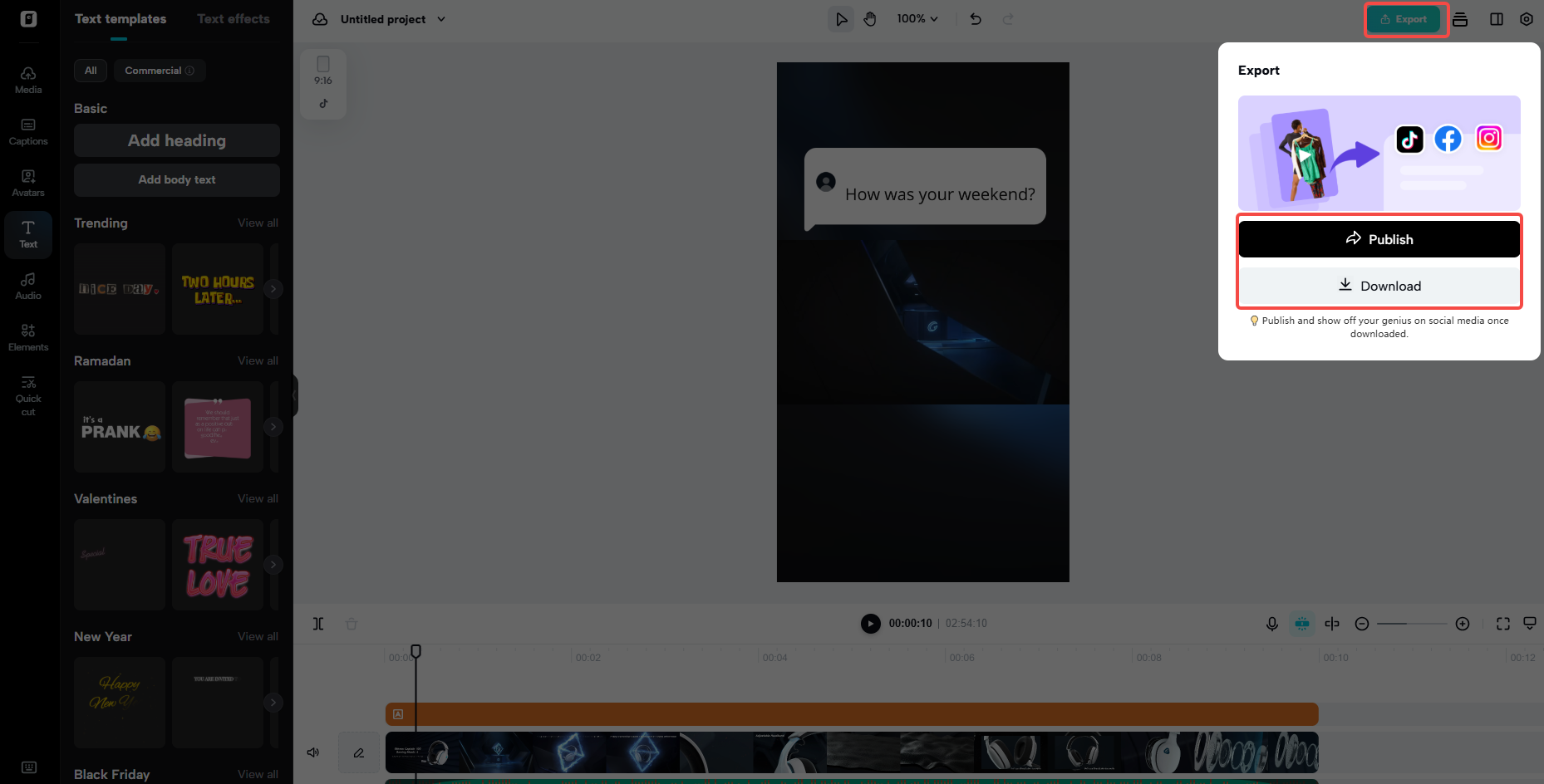 publish or download gaming video