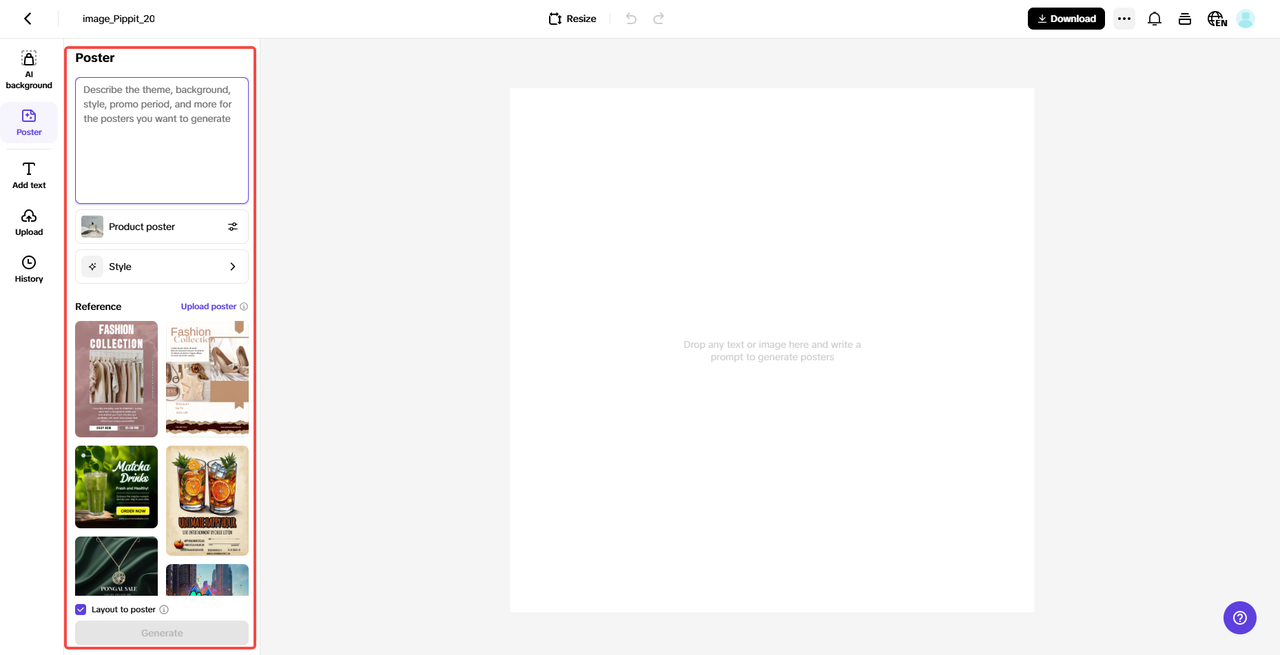 Effortless poster design with AI prompts