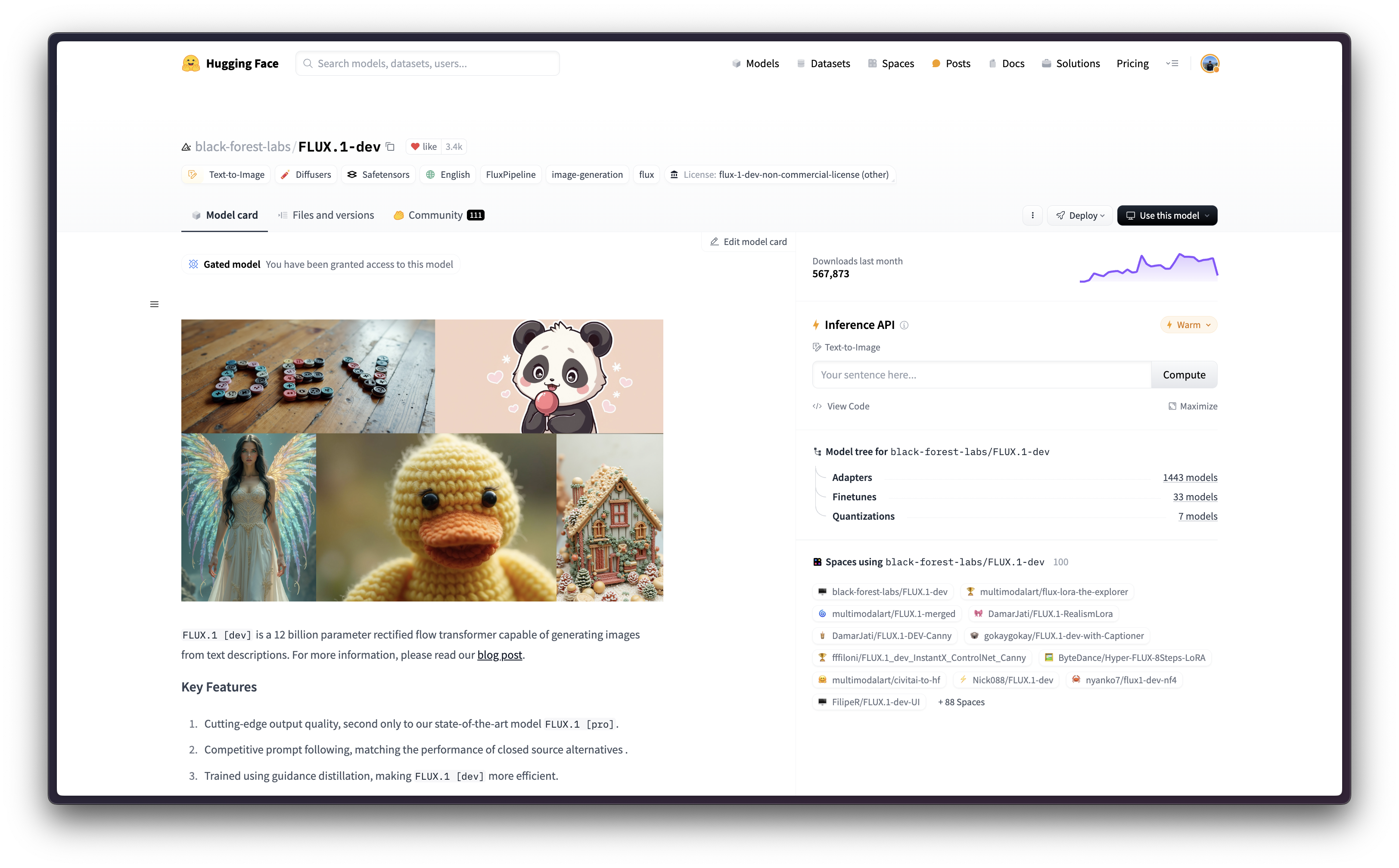 Interface de Hugging Face - le générateur d'images Flux AI le plus apprécié