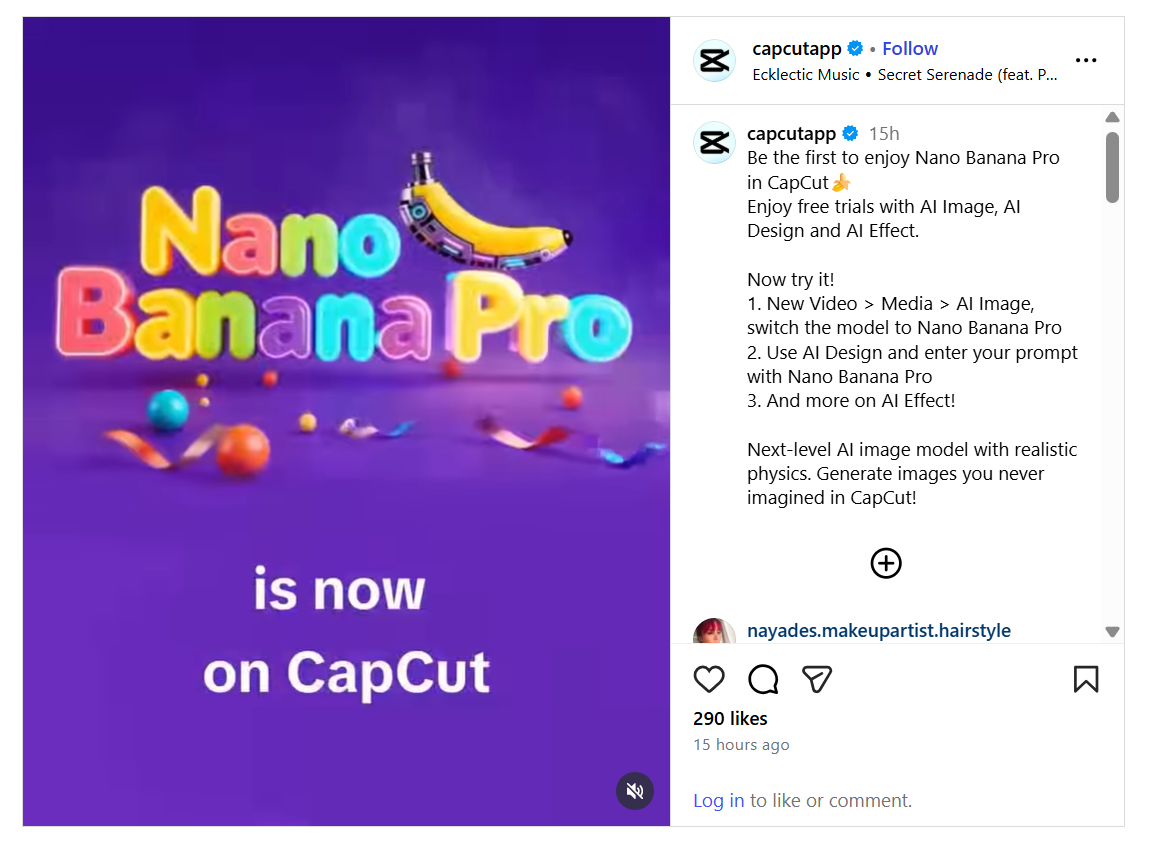 Följ CapCut på IG