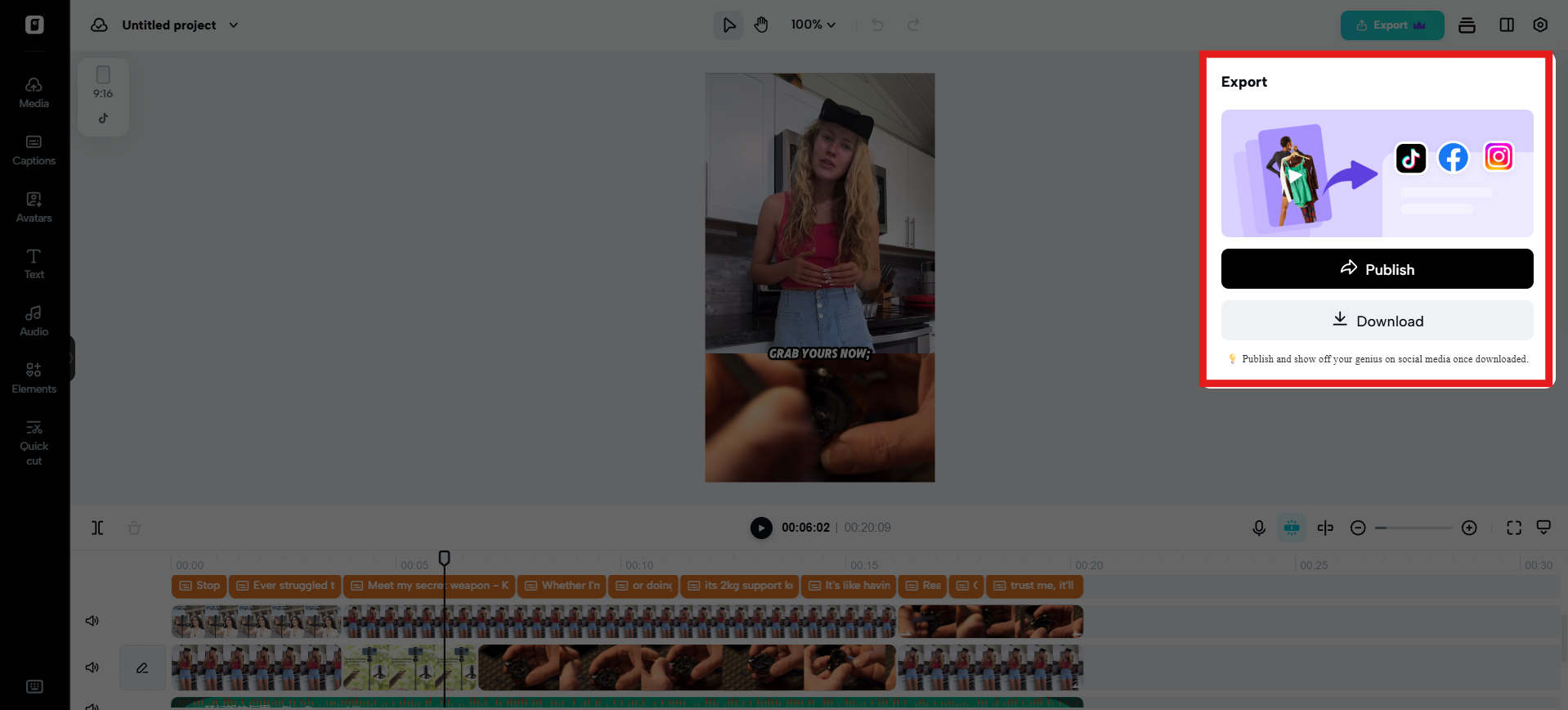 Export the video