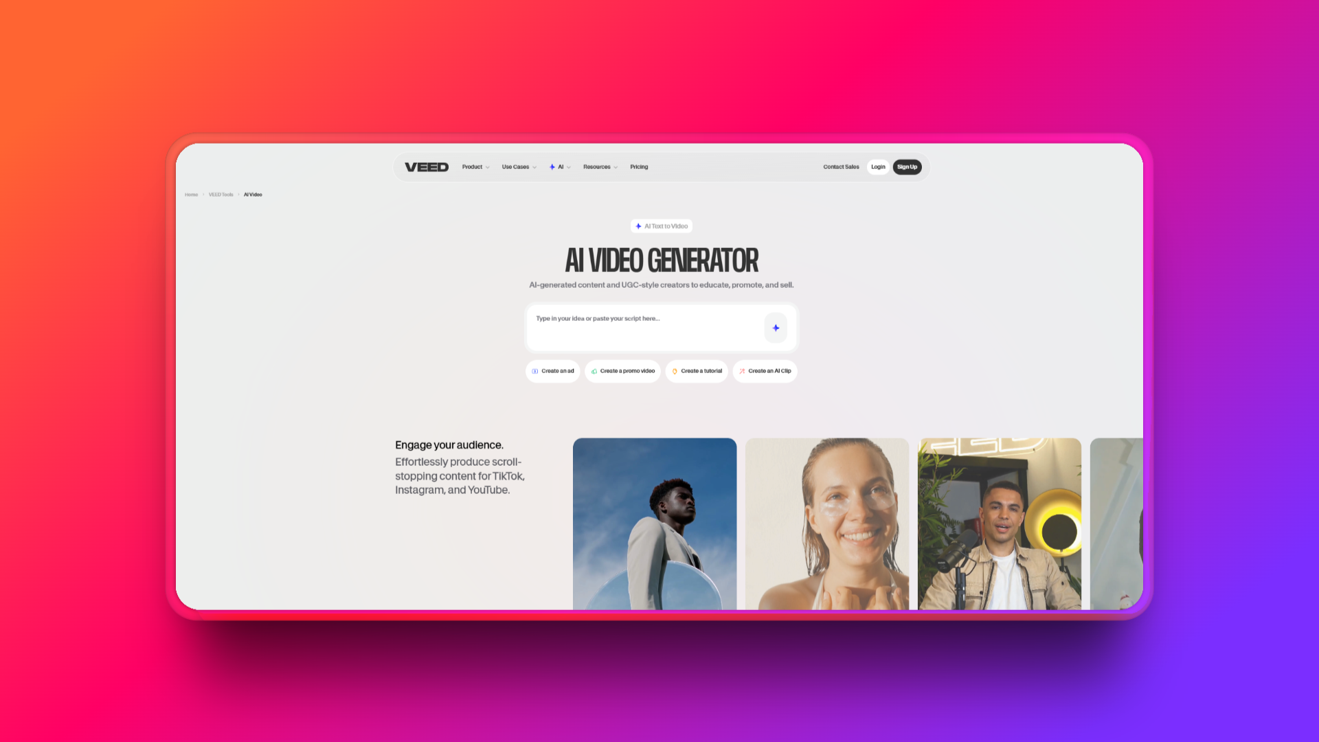 Veed.io's AI video generator