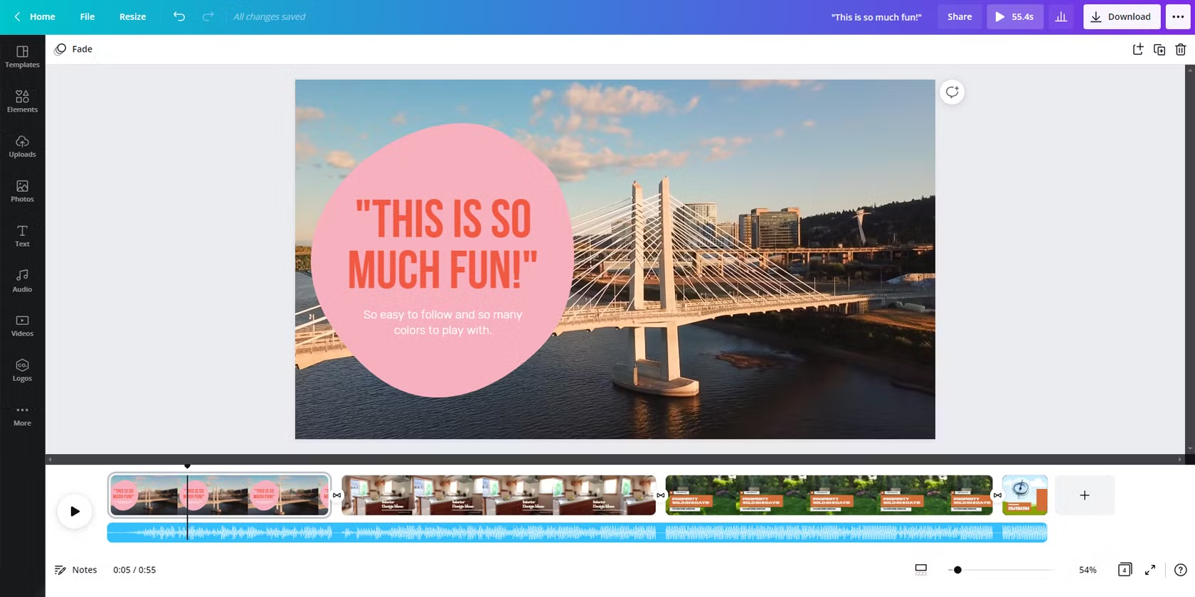 Antarmuka Canva - editor video Reddit yang ramah pengguna