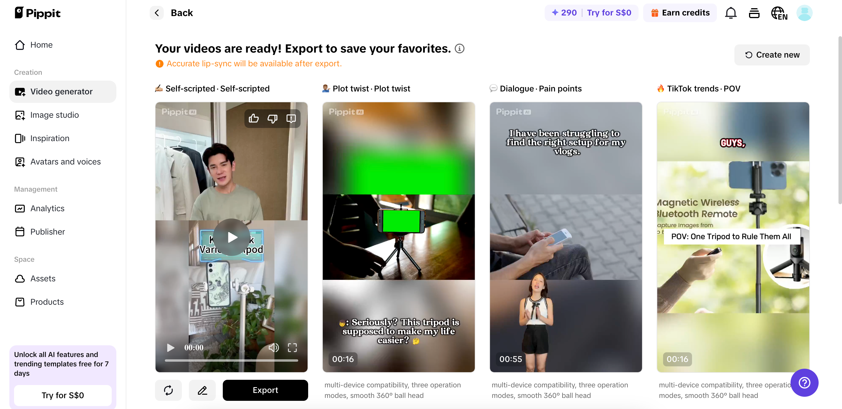 Wybierz preferowany wygenerowany film.