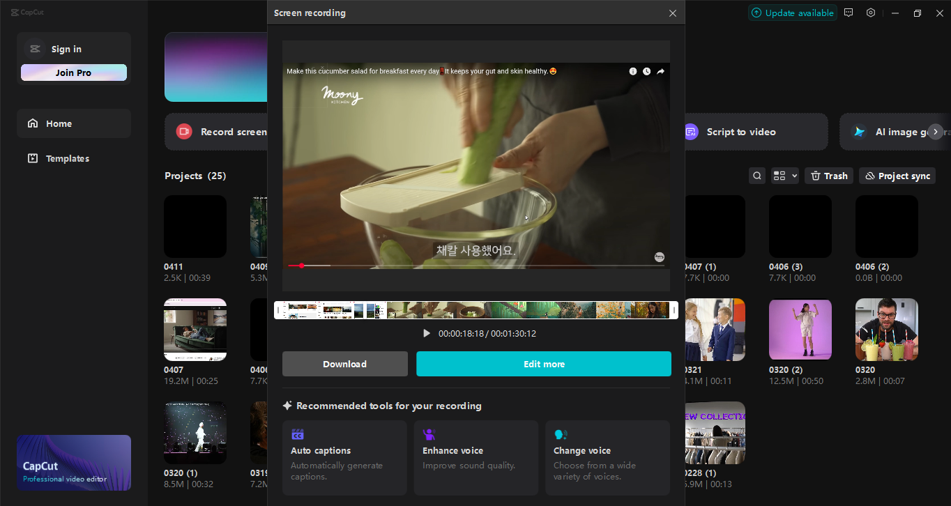 Interface ng CapCut desktop video editor - ang pinakamahusay na tool upang i-record ang pag-record ng screen