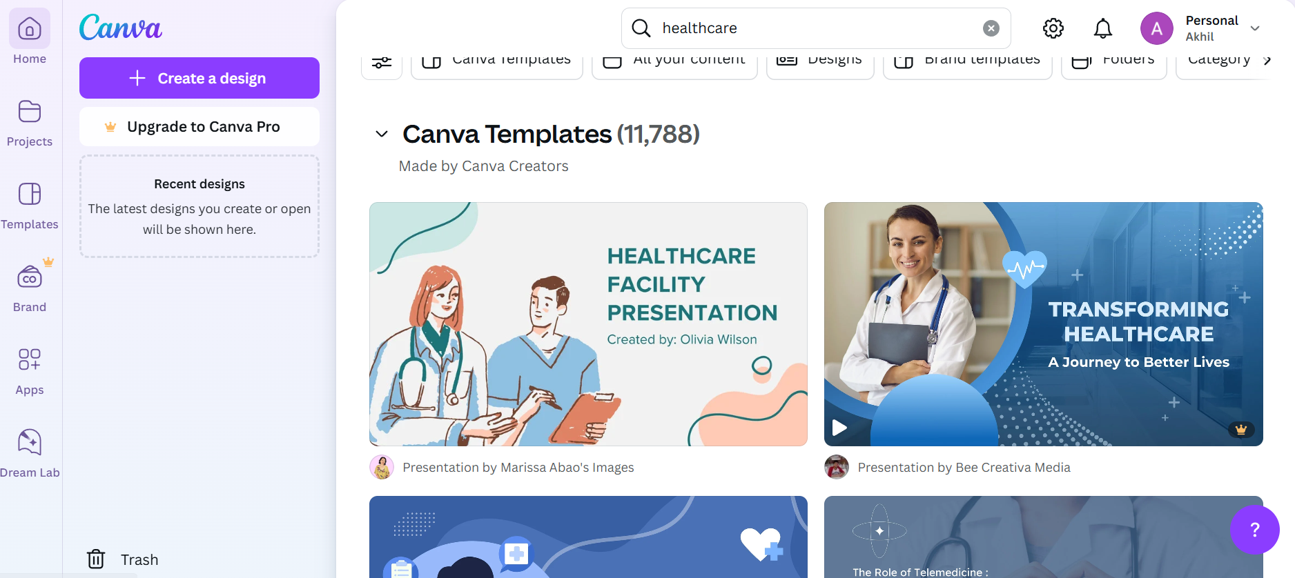 Canva's interface