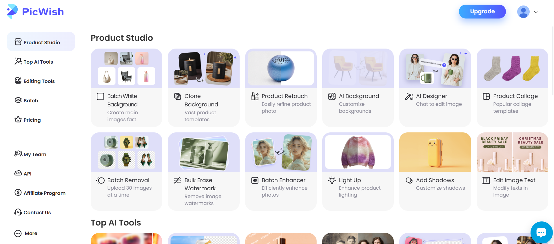 PicWish AI homepage
