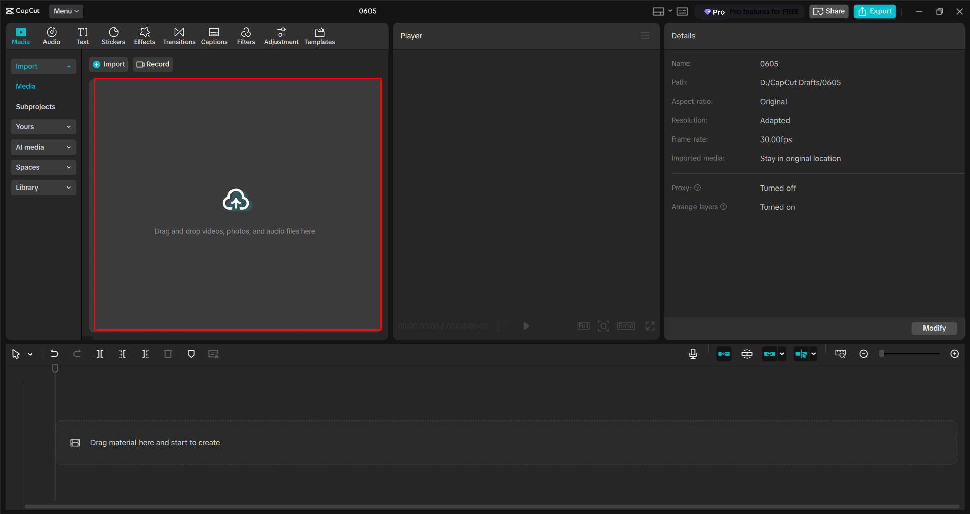 Importar un video al CapCut editor de video de escritorio