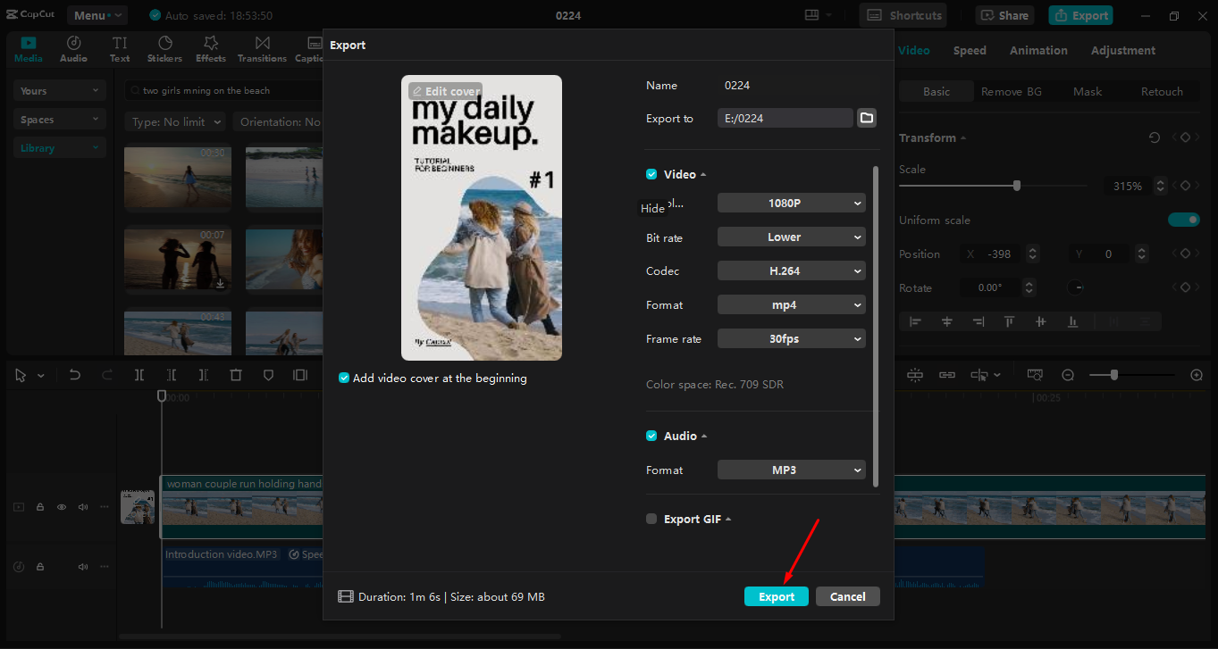 Mengeksport video daripada editor video desktop CapCut