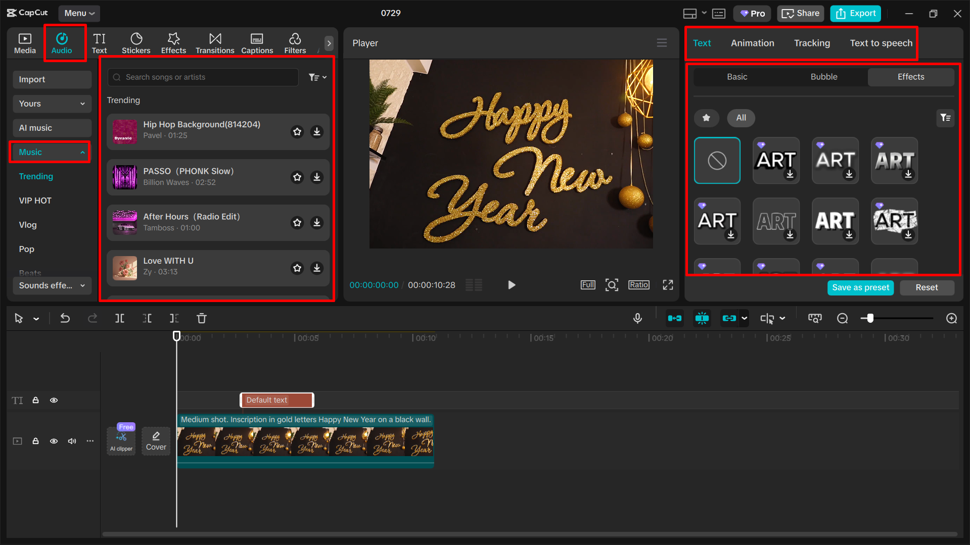 Customizing video in the CapCut desktop video editor