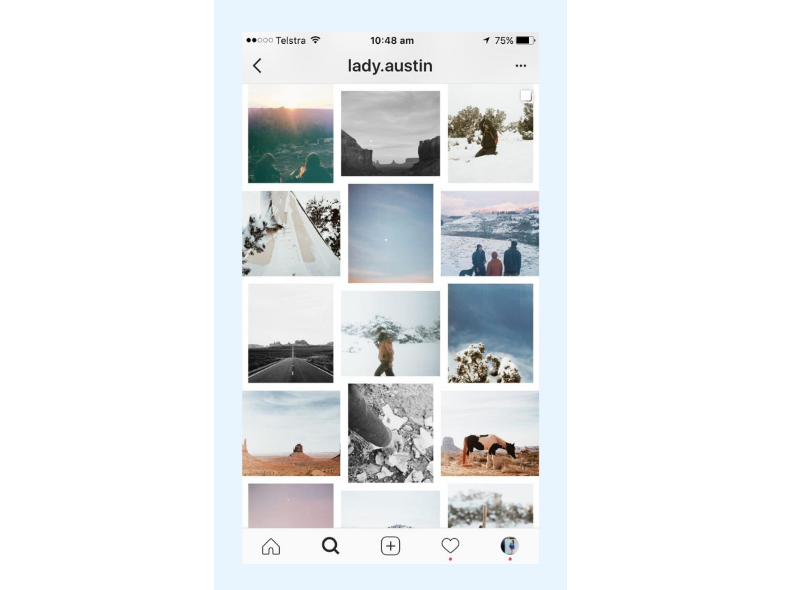 Layout ng profile sa Instagram ng theme board