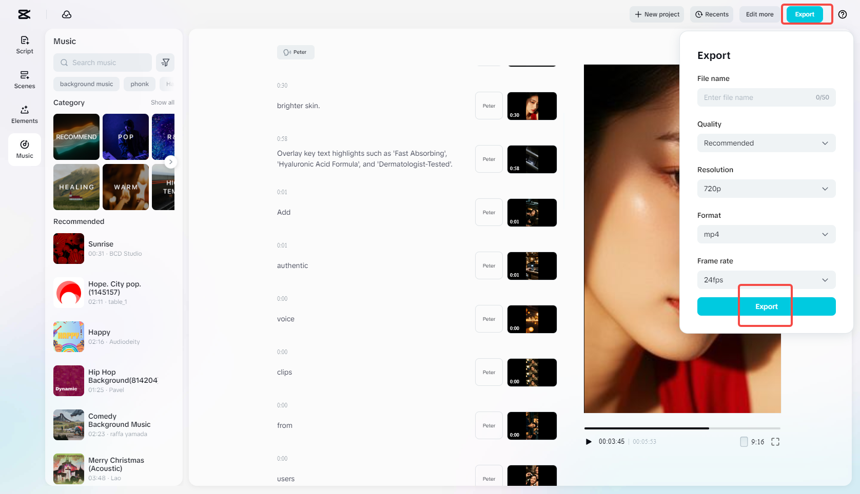 Exportieren Sie das Instagram-Video