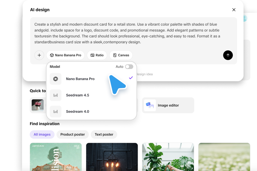 write prompt and select model