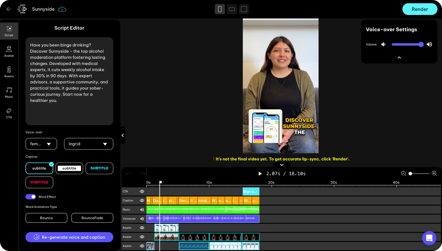 The interface of Creatify AI - one of the best AI video ad generators