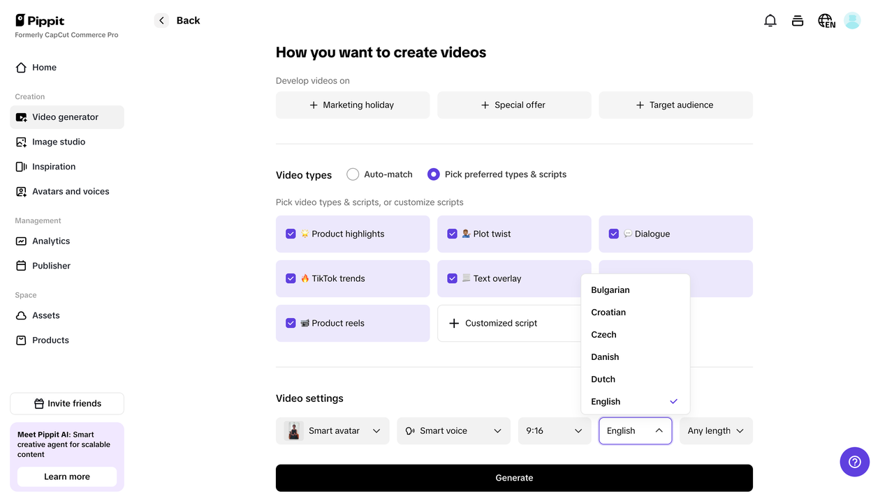 Link to video with multilingual options