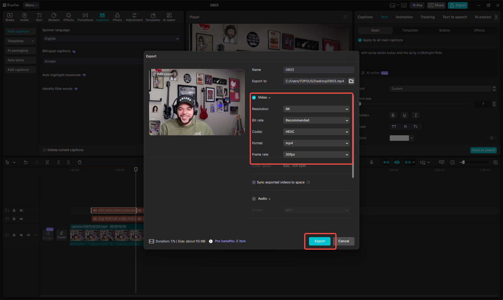 Exportando el video de subtítulos bilingüe en @ khaby.oj CapCut