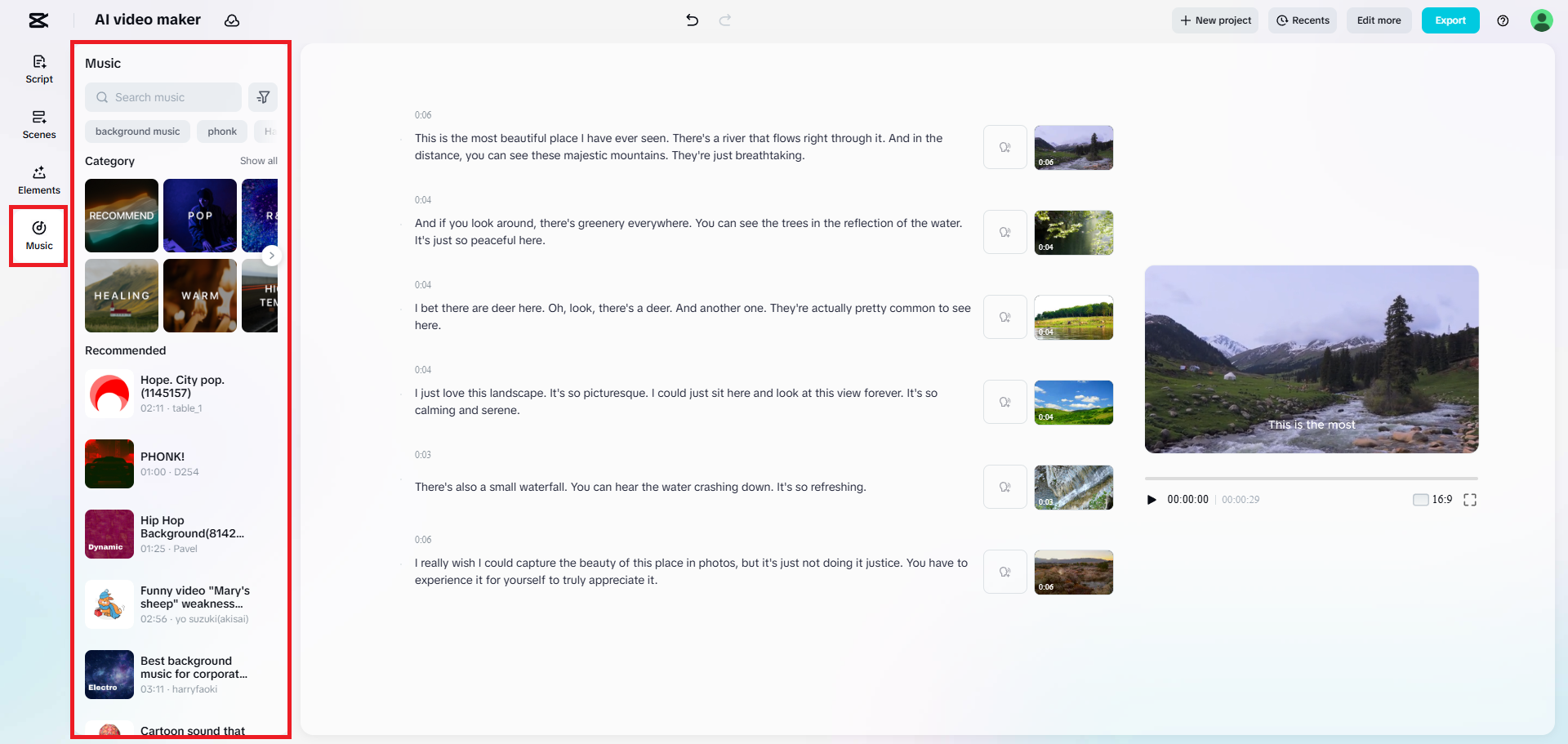 Add background audio to your video