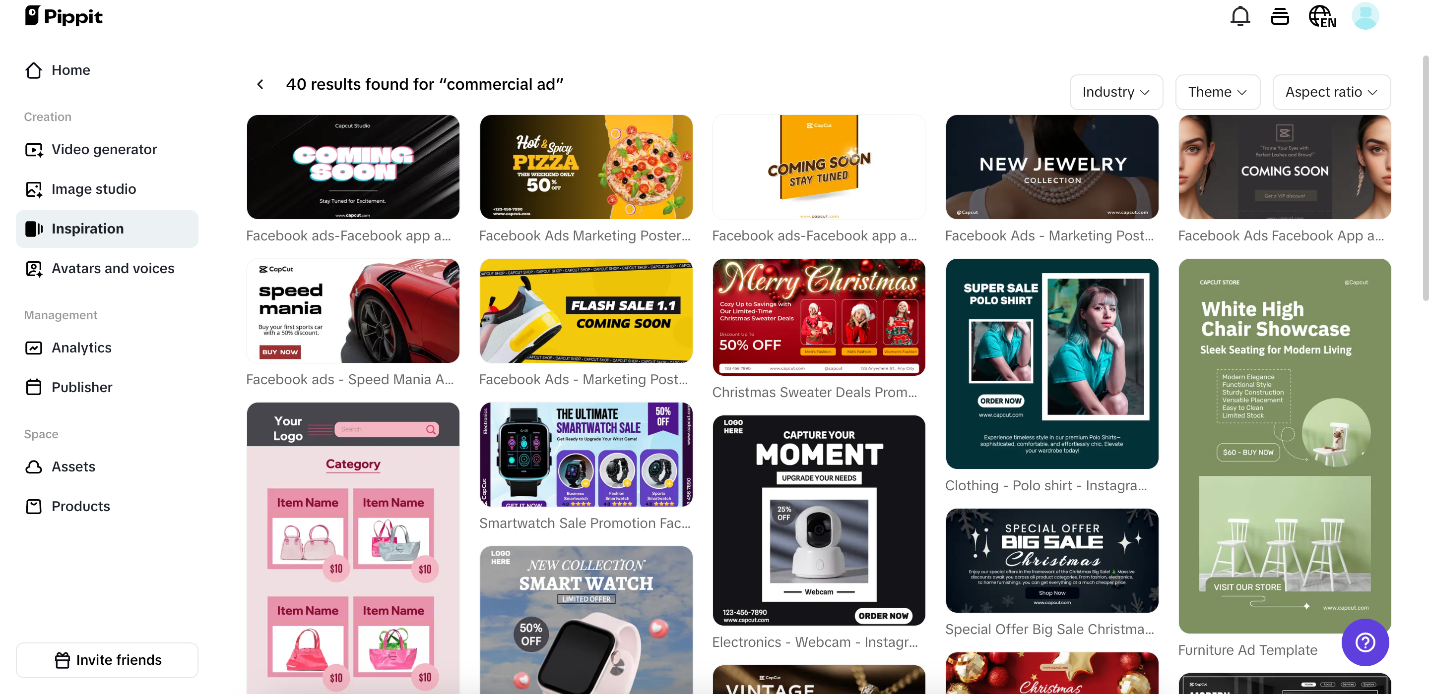 Multiple commercial ad templates