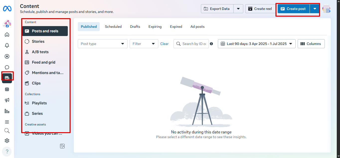 Planning content in Meta Business Suite