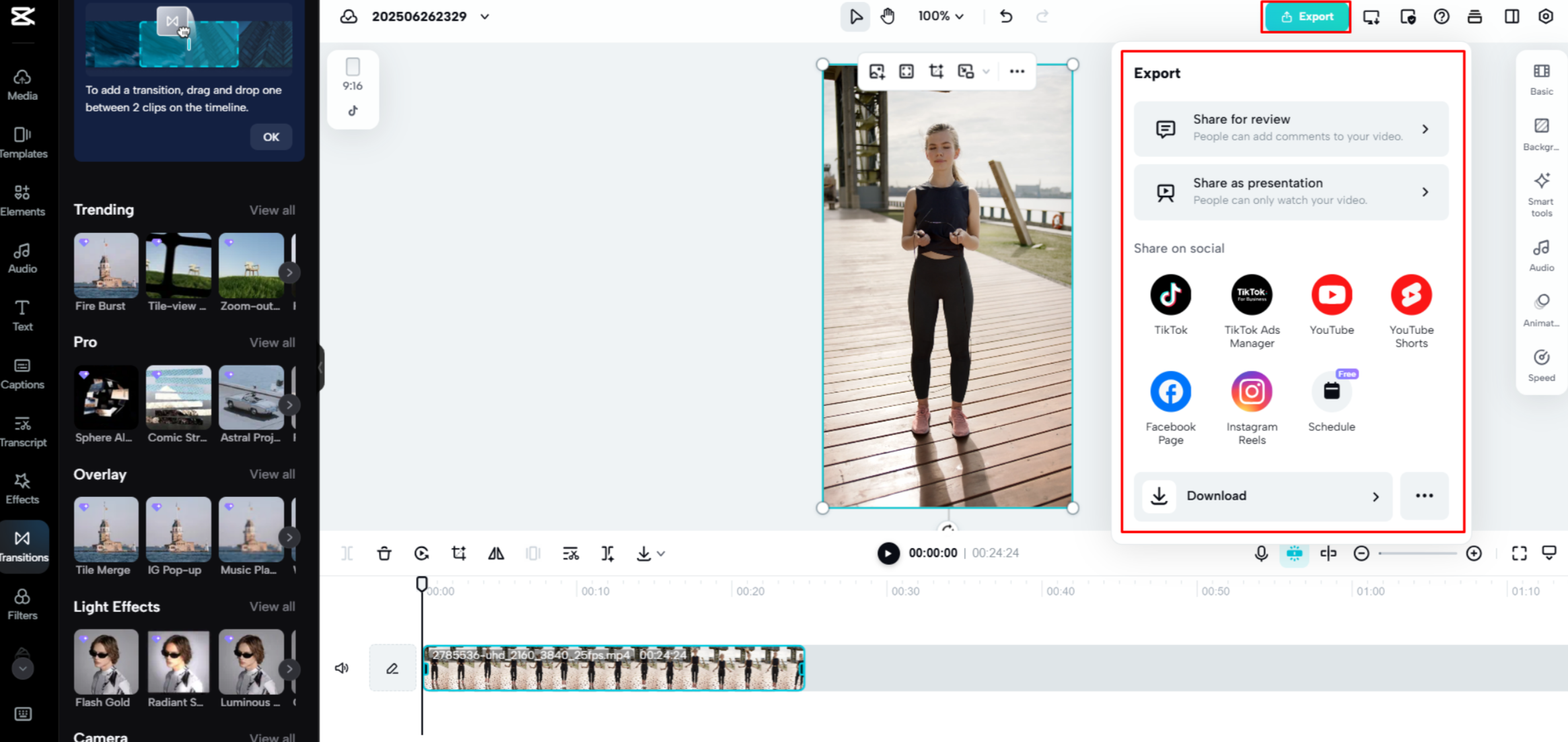 CapCut Webからビデオをエクスポートする