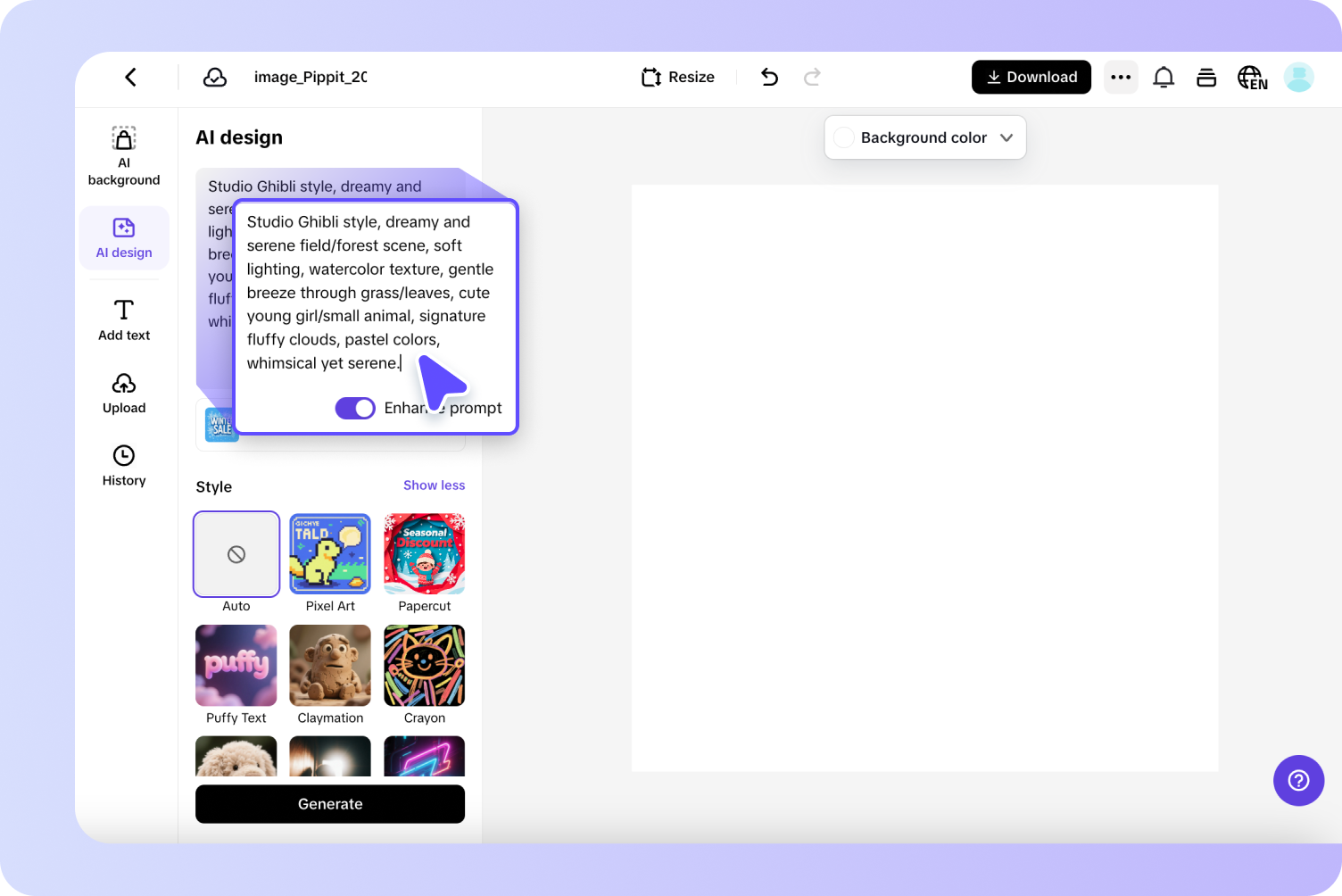 Input  text prompt