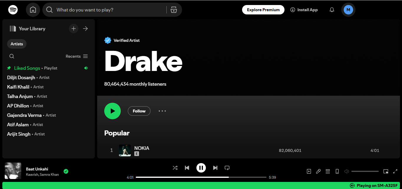 Drake - รวมอยู่ในศิลปินชั้นนำของ Spotify ตลอดกาล