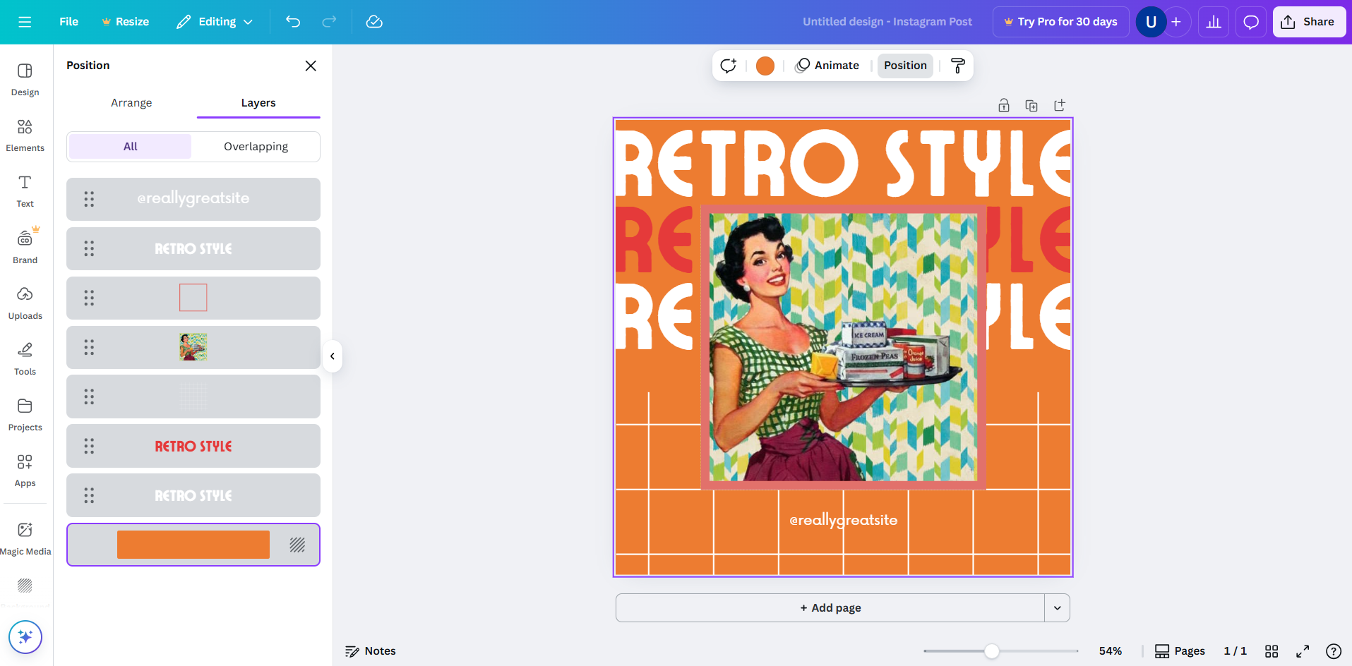 Постер в ретро-стиле от бесплатного Canva AI poster generator