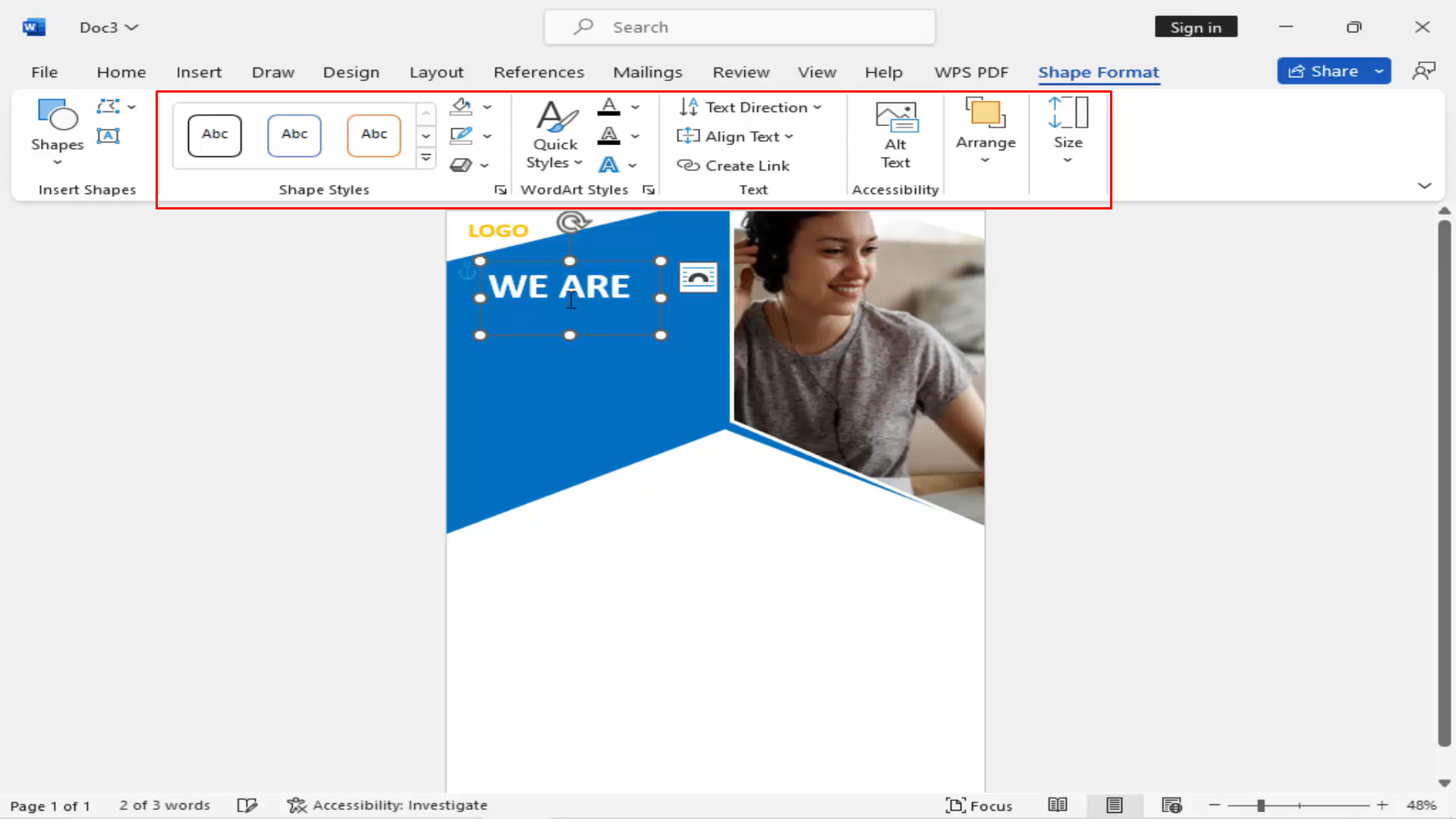 Het flyerontwerp aanpassen in Word op desktop