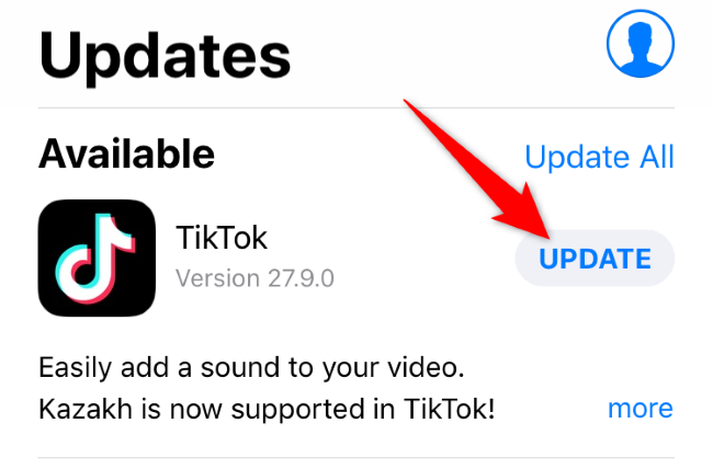 更新應用程式以修復TikTok上未顯示的分析