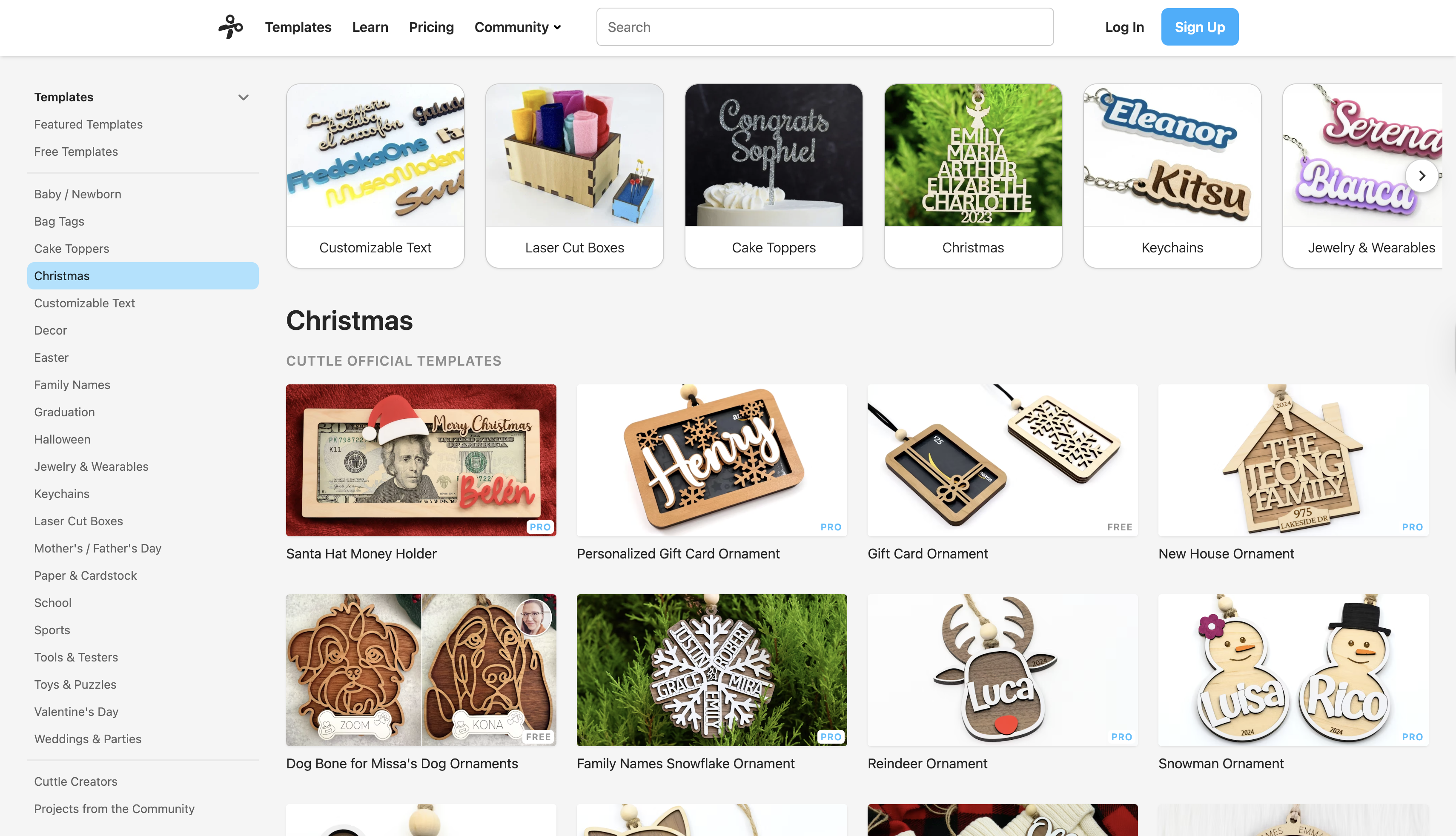 Cuttle online templates interface