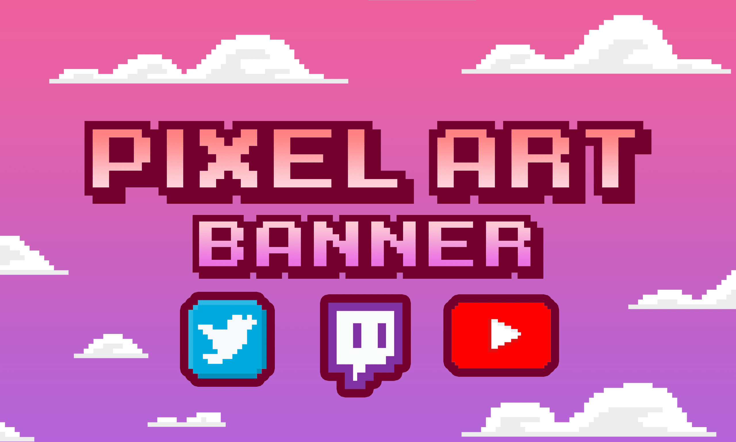 Contoh templat banner Twitch seni piksel
