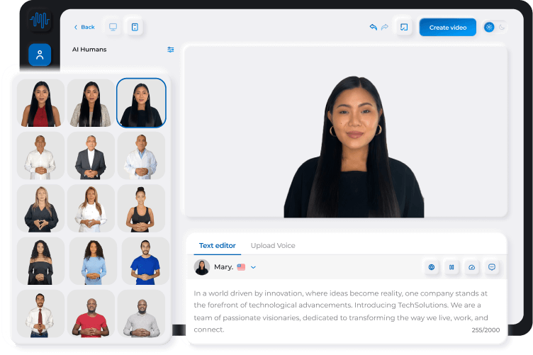 Interafce of Synthesys - a user-friendly free online talking photos maker