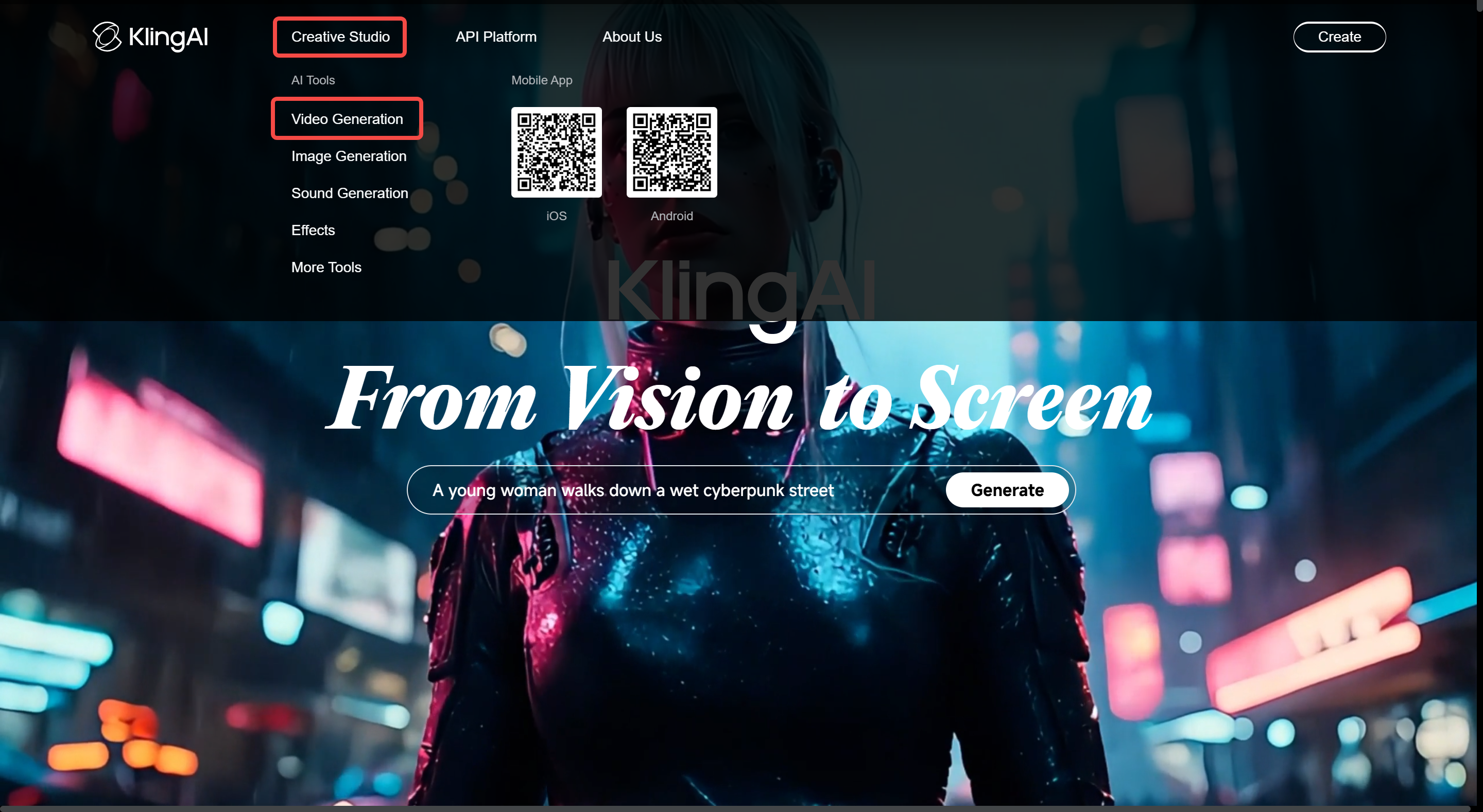 Acessando o recurso de geração de vídeo no vídeo Kling IA