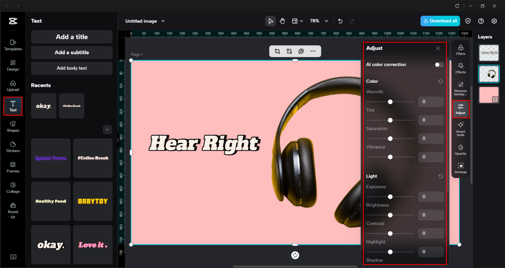 Adjusting image colors with the CapCut desktop video editor