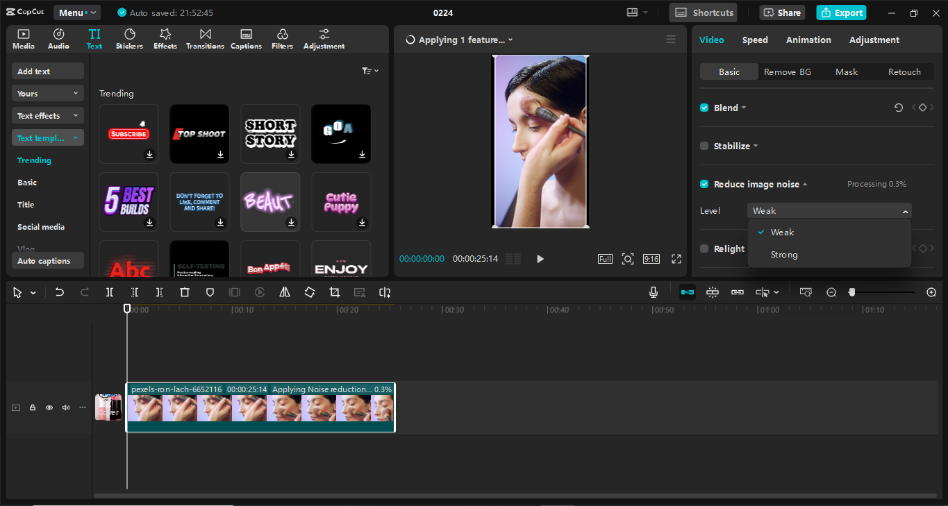 Antarmuka editor video desktop CapCut - alat terbaik untuk membuat video TikTok untuk meningkatkan CTR