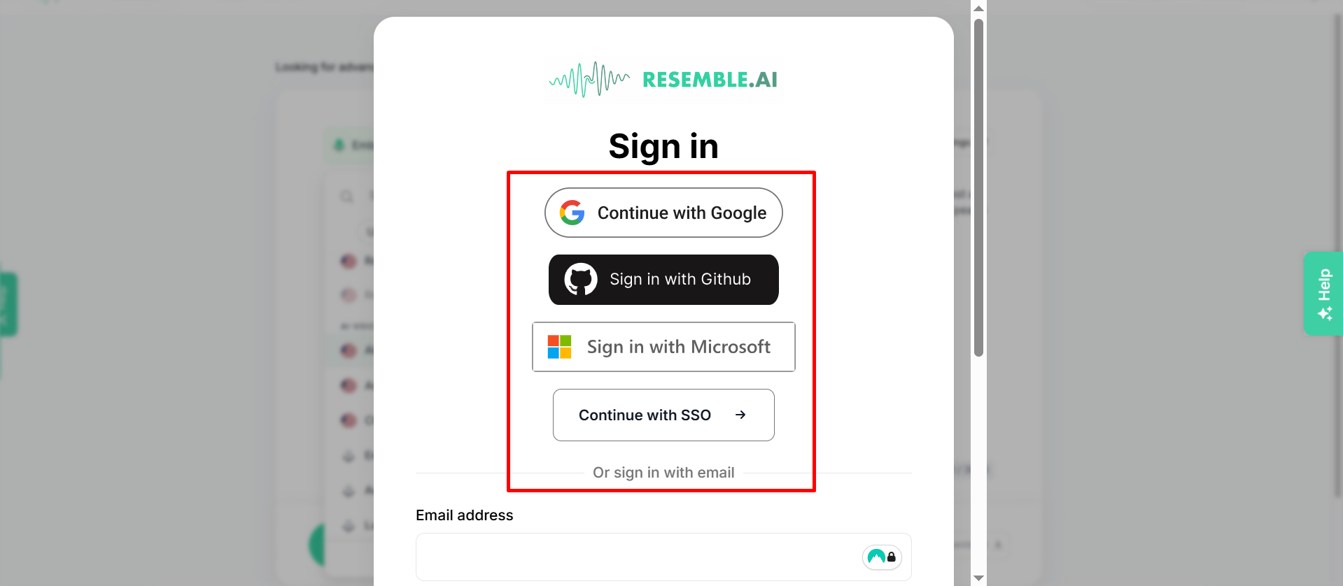 Creating an account on Resemble AI