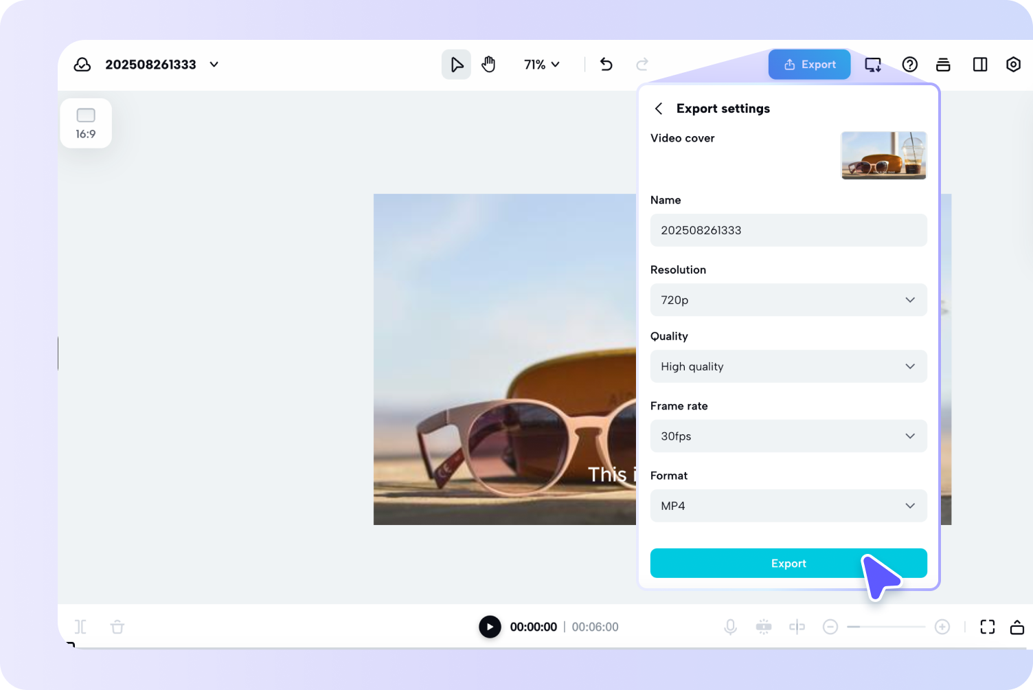 Exporting video made with CapCut Web's free image-to-video AI