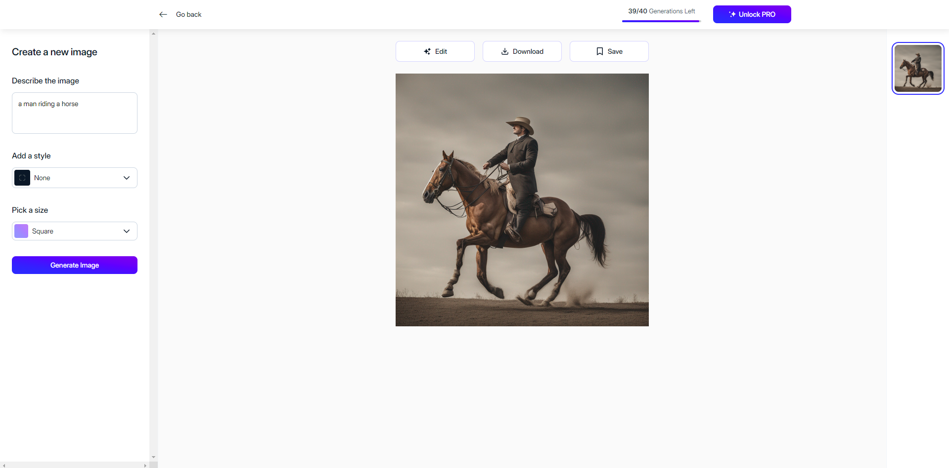 Interface of Magic Studio - another online AI photo generator