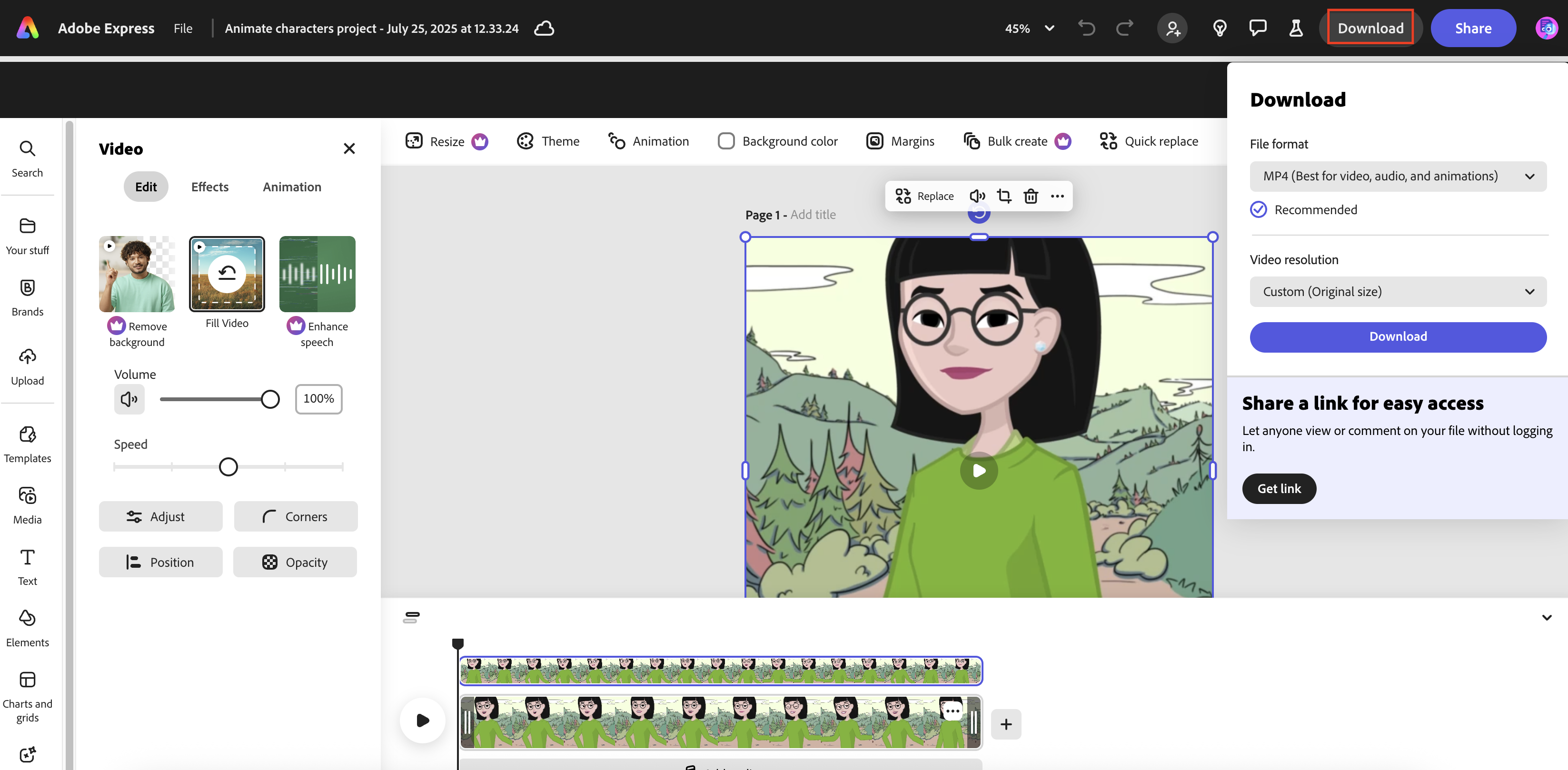 Edit dan muat turun video anda